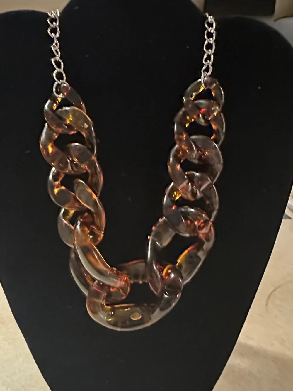Statement Chunky Chain Necklace in Amber Brown